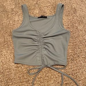 green shein tank top with adjustable tie